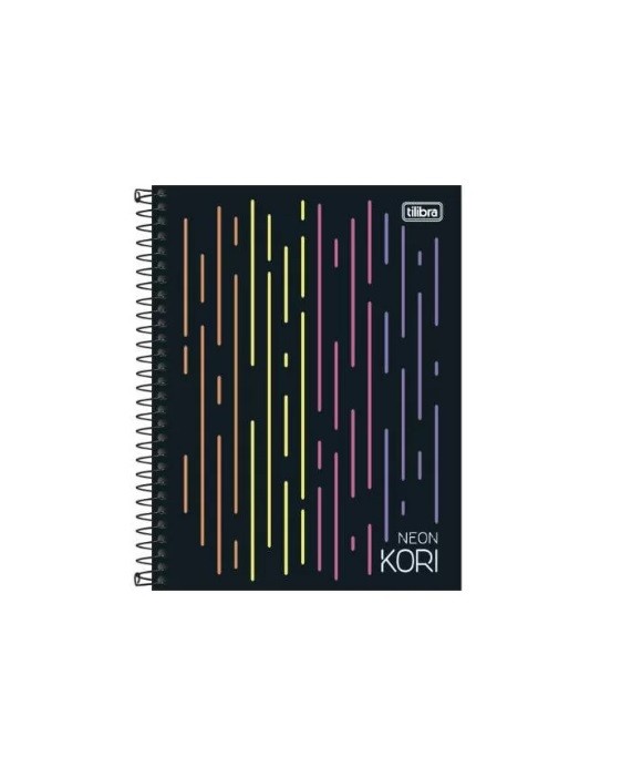 CADERNO COLEGIAL 1 MATÉRIA  NEON KORI COLORIDO  - Imagem: 1