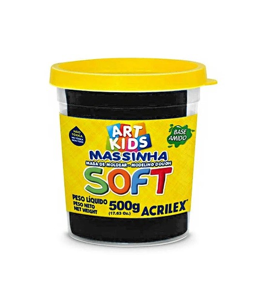 MASSA P/ MODELAR 500GR SOFT  PRETO - Imagem: 1