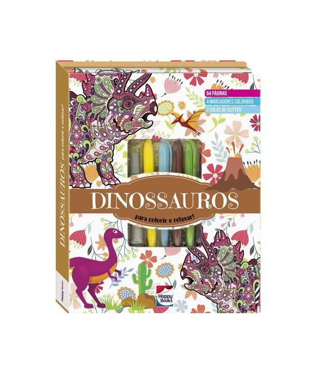 LIVRO PARA COLORIR E RELAXAR DINOSSAUROS - Imagem: 1