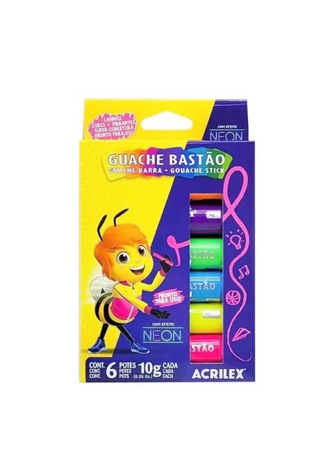 GUACHE BASTAO NEON 6 CORES ACRILEX - Imagem: 1