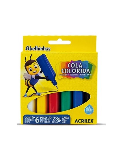 COLA COLORIDA ACRILEX 23 GR C/6 - Imagem: 1