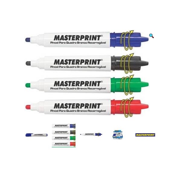 PINCEL QUADRO BRANCO MASTERPRINT C/ TAMPA CLIP PT - Imagem: 5