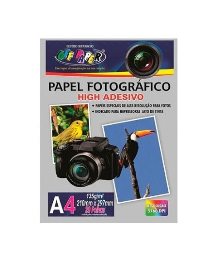 PAPEL FOTO HIGH ADESIVO 135G - Imagem: 1