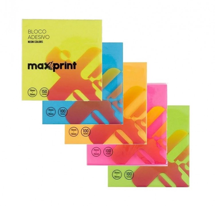 BLOCO ANOTE E COLE NEON 76X76MM MAXPRINT ROSA - Imagem: 5