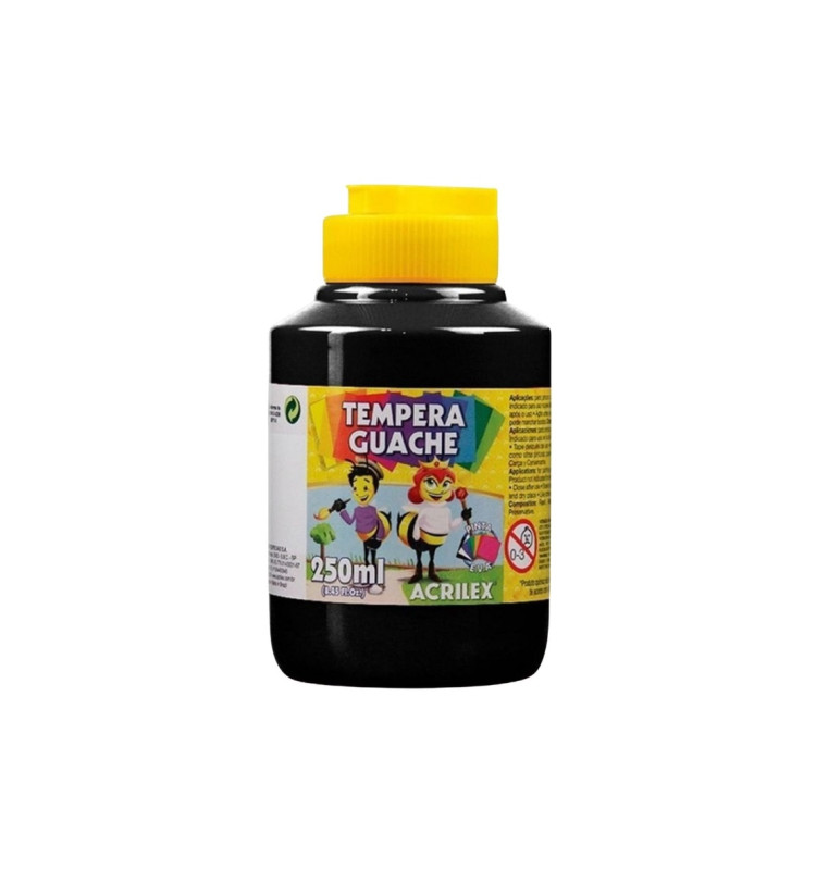 TINTA GUACHE ACRILEX 250ML PRETO - Imagem: 1