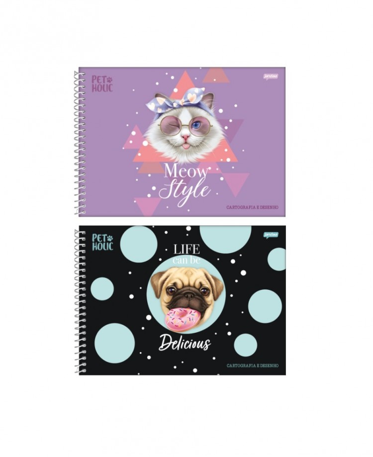 CADERNO DE DESENHO PET HOLIC 80FLS - Imagem: 1