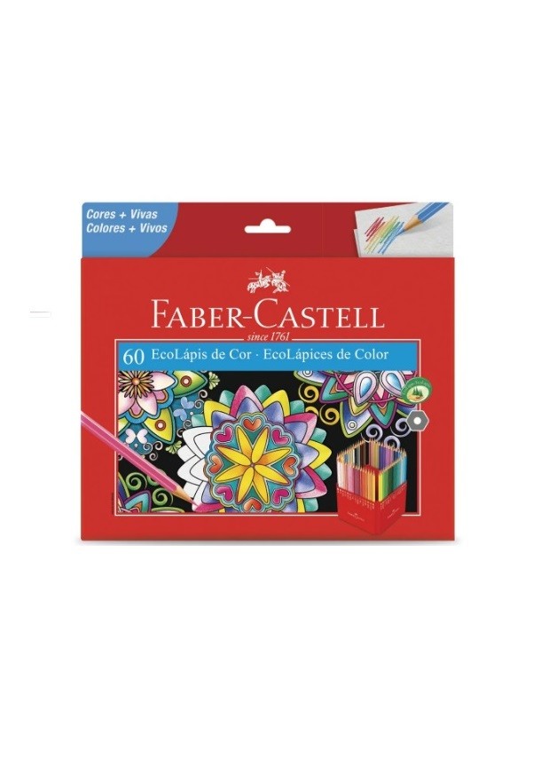 ECOLÁPIS DE COR SEXTAVADO FABER CASTELL 60 CORES - Imagem: 1