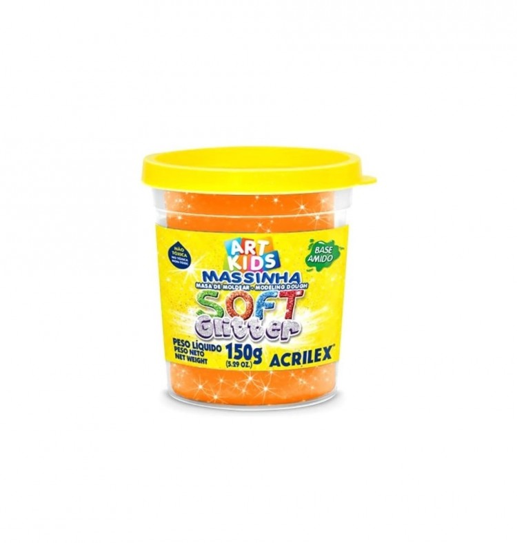 MASSA P/ MODELAR 150GR SOFT GLITTER LARANJA - Imagem: 1