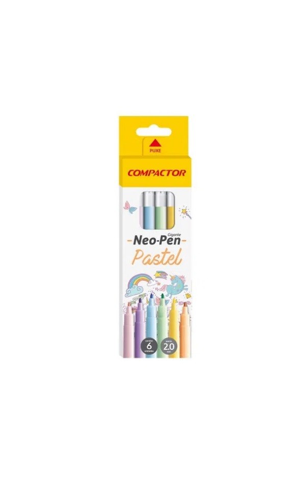 HIDROGRAFICA NEO-PEN GIGANTE C/6 CORES PASTEL