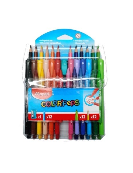 KIT COLOR'PEPS GIZ DE CERA/LAPIS DE COR/APONTADOR