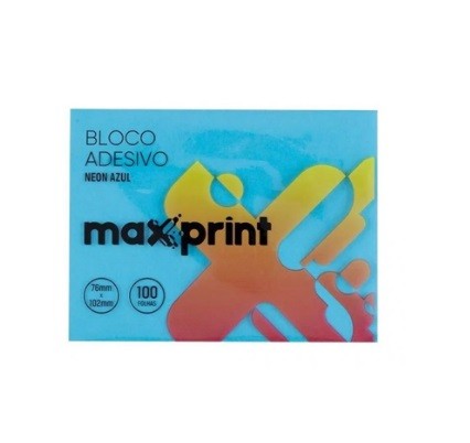 BLOCO ANOTE E COLE NEON 76X102MM MAXPRINT AZUL
