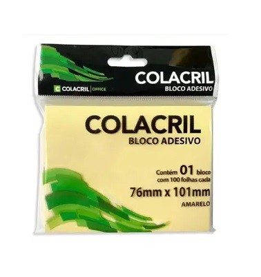 BLOCO ADESIVO COLACRIL AMARELO 76MMX102MM