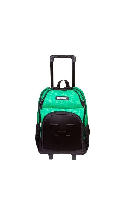 MOCHILA C/ ROD. MINECRAFT CAMUFLADO BOLSO PRETO
