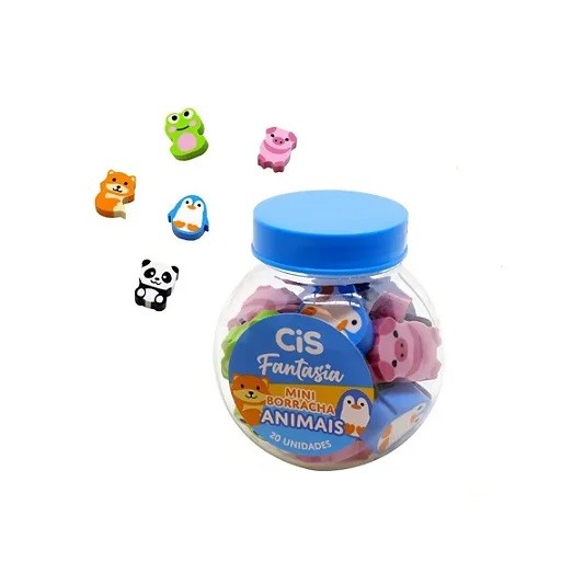 BORRACHA CIS MINI FANTASIA POTE C/20 ANIMAIS