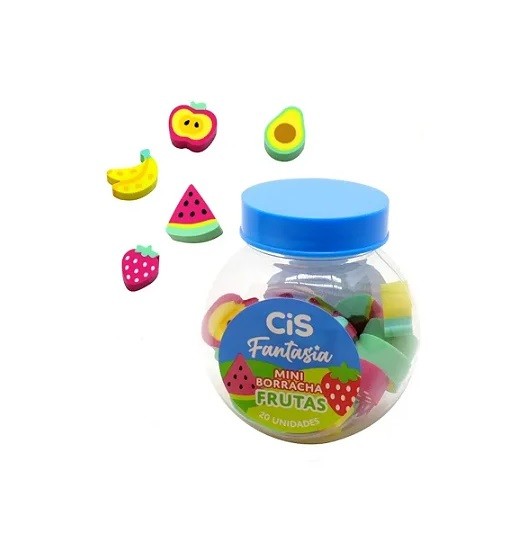 BORRACHA CIS MINI FANTASIA POTE C/20 FRUTAS
