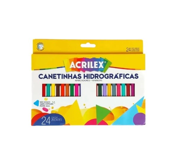 CANETA HIDROGRAFICA 24 CORES ACRILEX