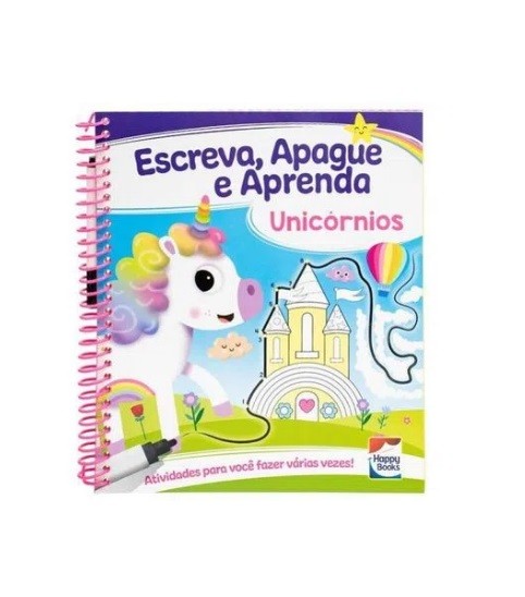 LIVRO ESCREVA, APAGUE E APRENDA UNICÓRNIOS