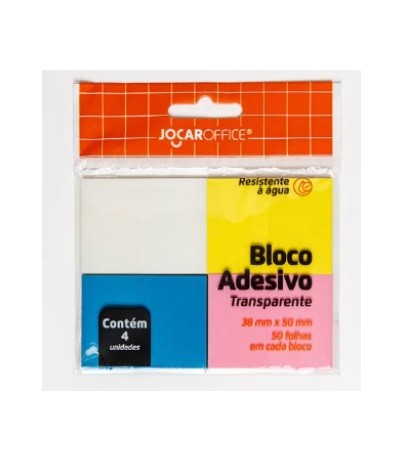 BLOCO ADESIVO TRANSPARENTE JOCAR OFFICE 38MMX50MM