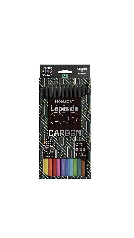 LAPIS DE COR 12 CORES METALICO CARBON LEO E LEO