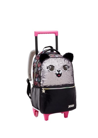 MOCHILA C/ ROD. E ALCA ZOOP URSO LANTEJOULA