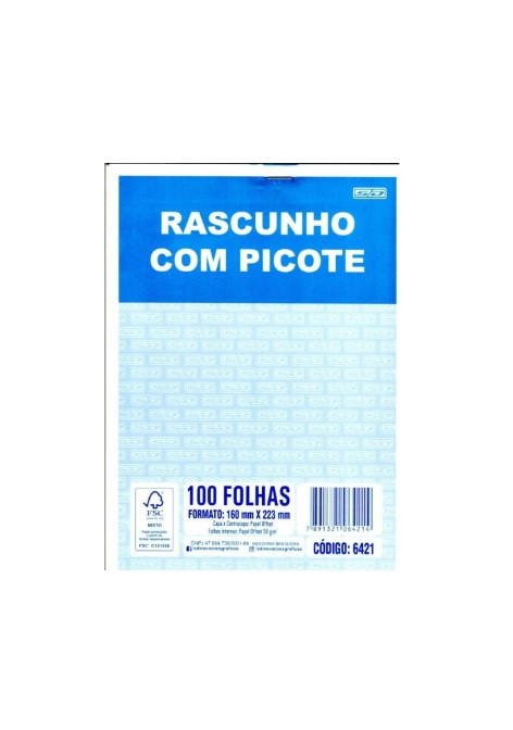 BLOCO P/ RASCUNHO SULFITE C/ PICOTE 100FLS 16x23