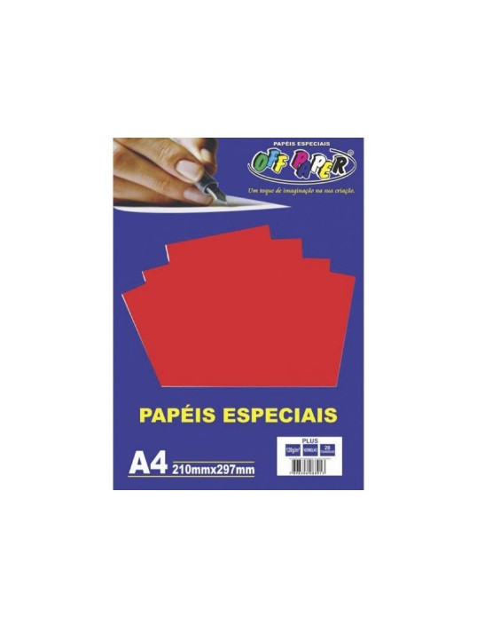 Papel Plus Colorset  A4 Vermelho 120g Off Paper 