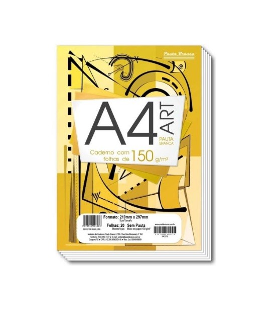 PAPEL DESENHO ART PAUTA BRANCA A4 150GR