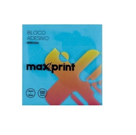 BLOCO ANOTE E COLE NEON 76X76MM MAXPRINT AZUL