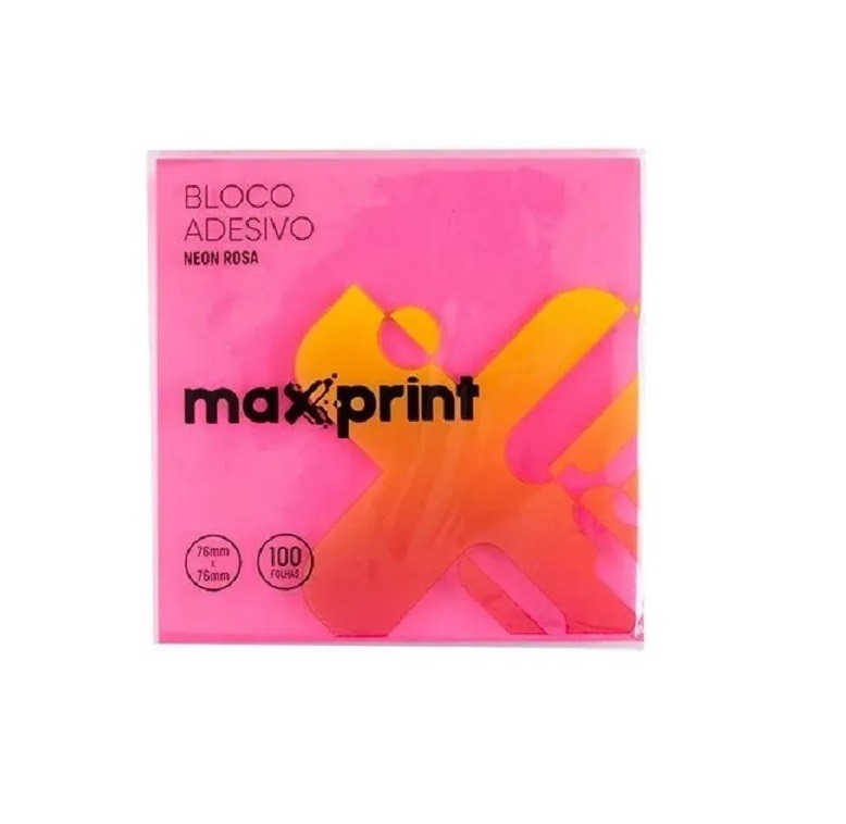 BLOCO ANOTE E COLE NEON 76X76MM MAXPRINT ROSA