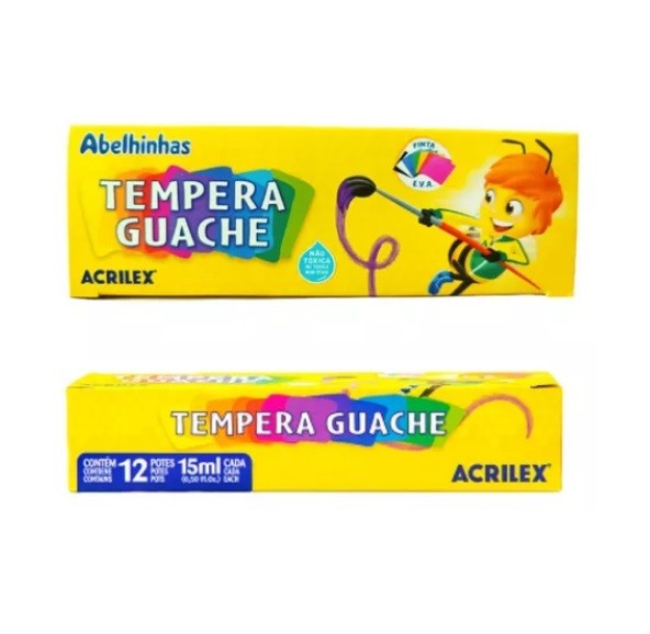 TINTA GUACHE  C/12 CORES ACRILEX  15 ML