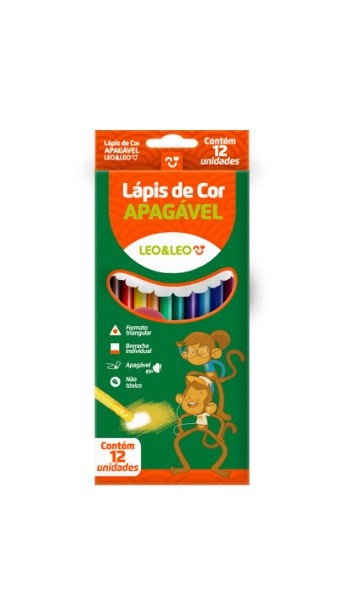LAPIS DE COR APAGAVEL 12 CORES LEO E LEO