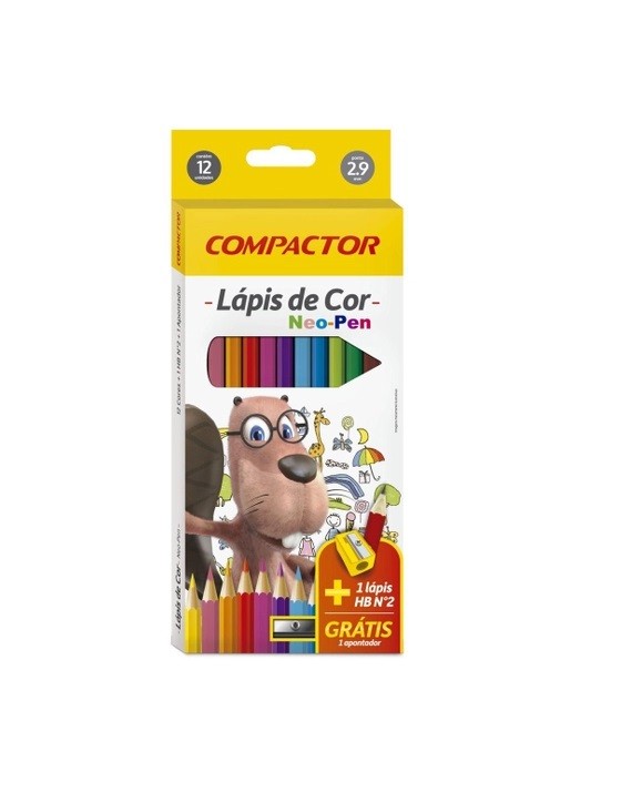 LAPIS DE COR 12 CORES COMPACTOR NEO PEN 2.9
