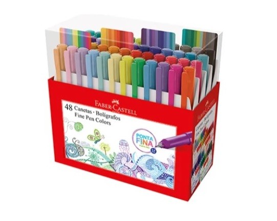 CANETA FINE PEN COLORS 0,4MM COM 48 CORES FABER