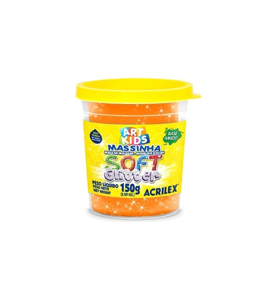 MASSA P/ MODELAR 150GR SOFT GLITTER LARANJA
